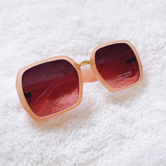 Layla Pink Sleek Square Sunglasses - Picture 3 of 11